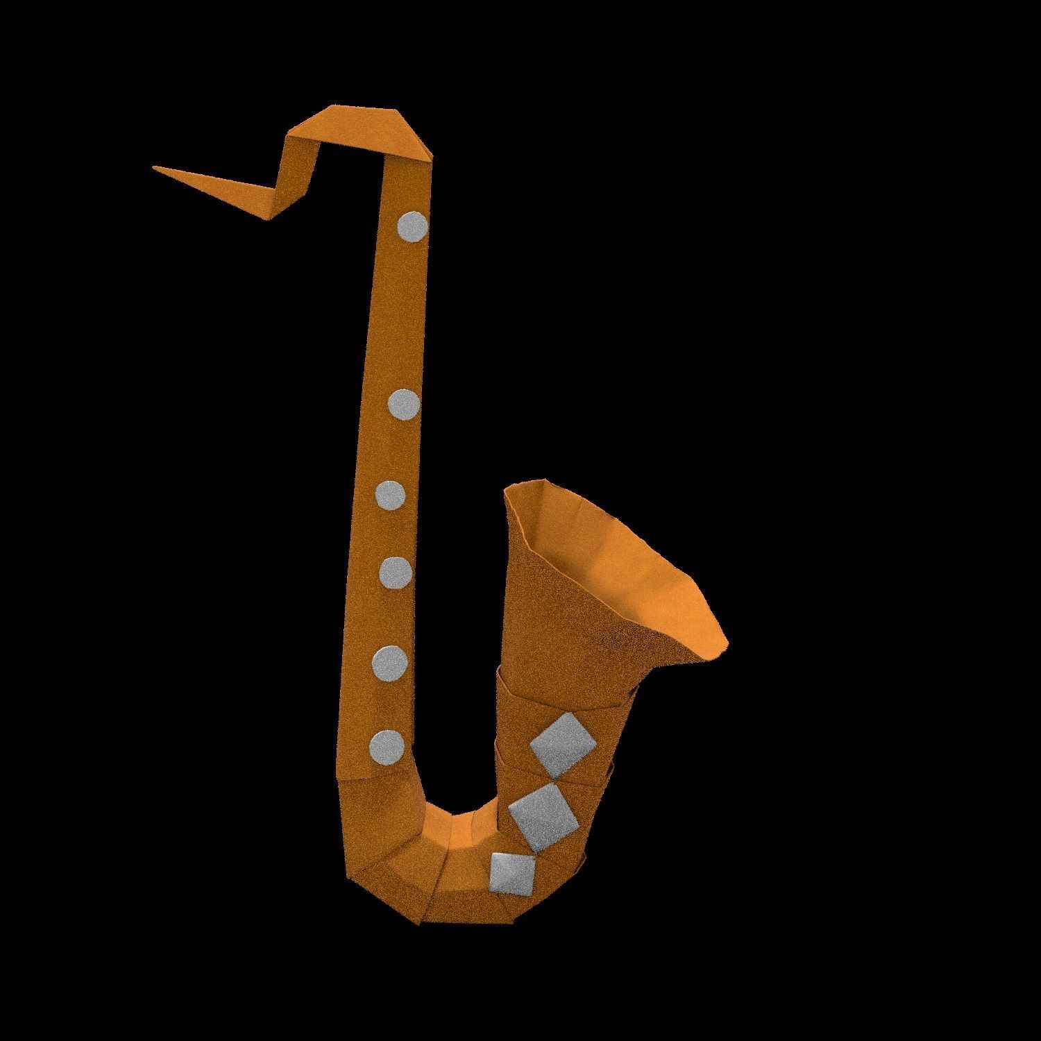 saxophone origami 3D model_6