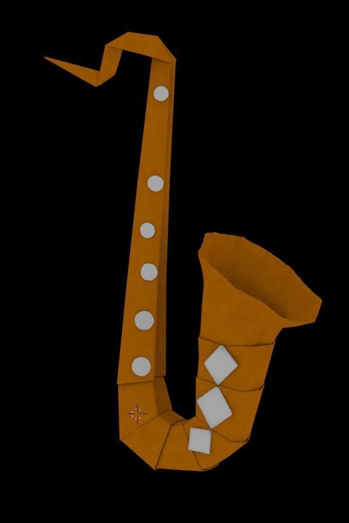 saxophone origami 3D model_3