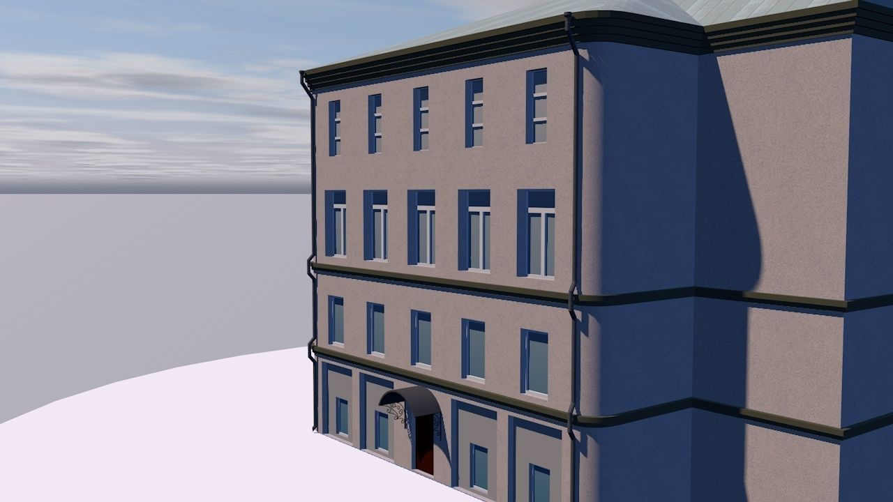 Postal office Low-poly 3D model_1