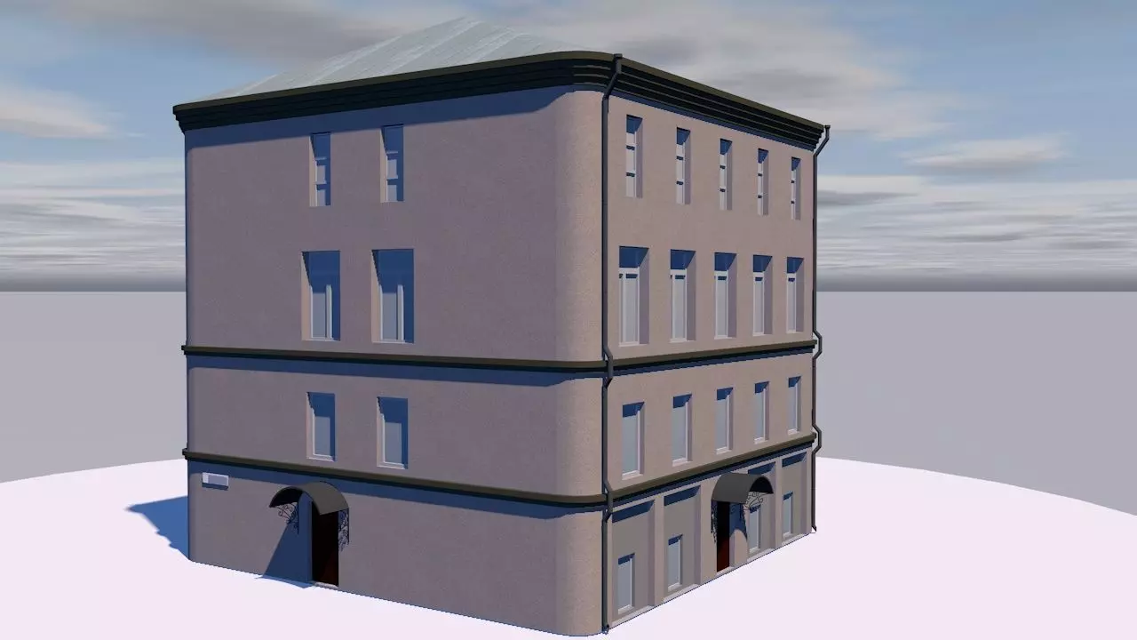 Postal office Low-poly 3D model_0