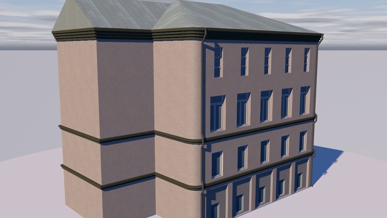 Postal office Low-poly 3D model_2