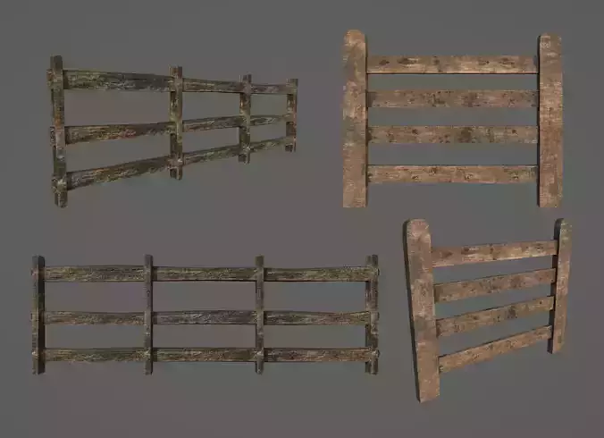 Fence Low Poly wooden shelf