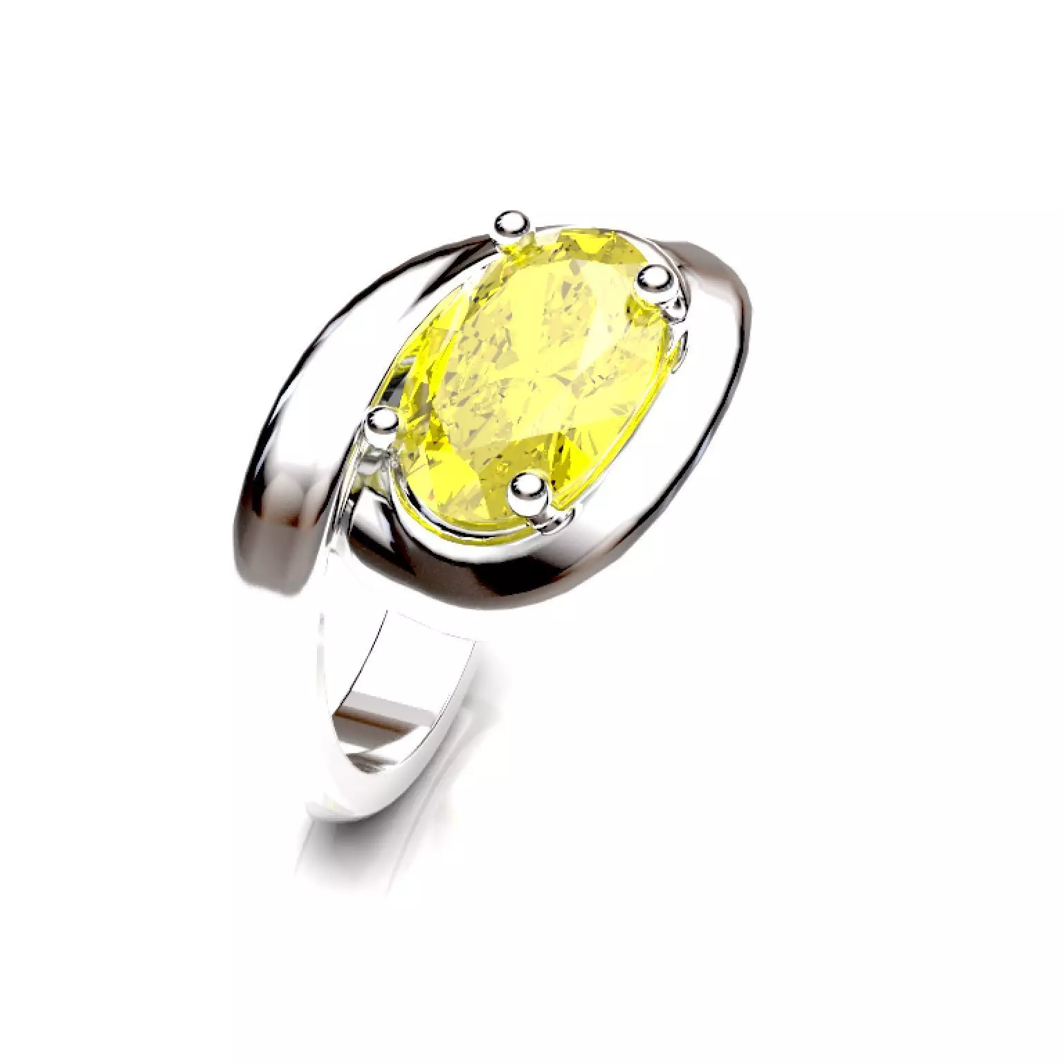 Anillo torsido de piedra oval Ring 3D model