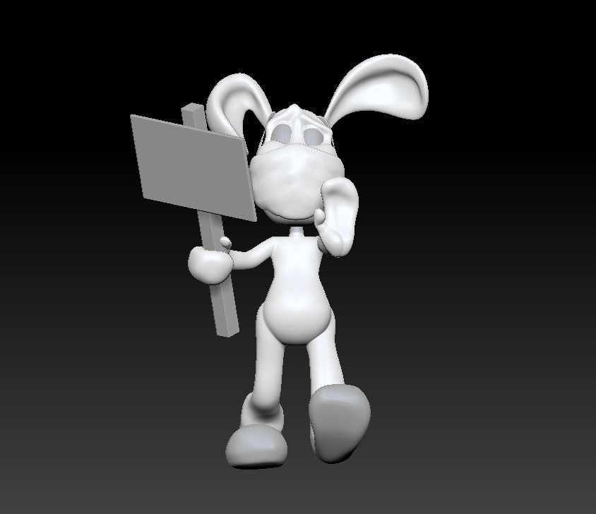 Marching Bunny with the sign Low-poly 3D model_10