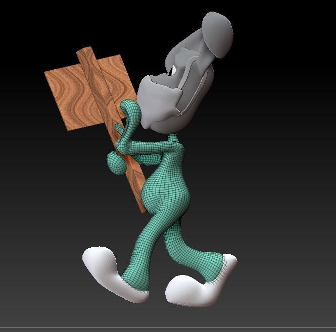 Marching Bunny with the sign Low-poly 3D model_6