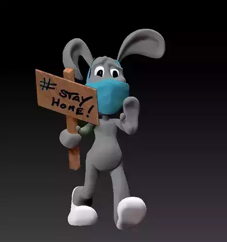 Marching  Bunny with the sign  
