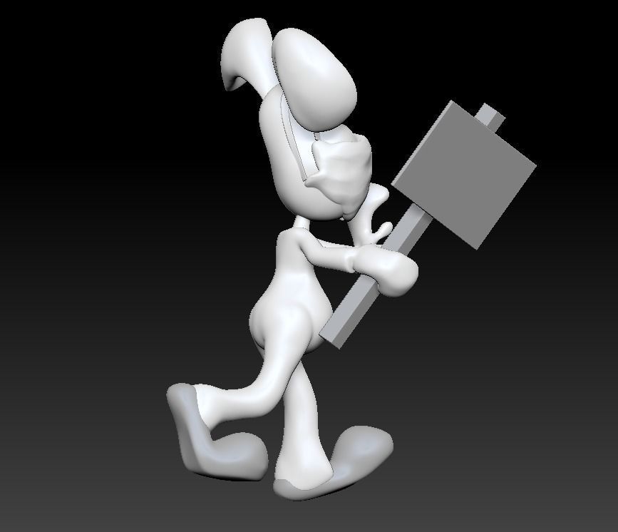 Marching Bunny with the sign Low-poly 3D model_13