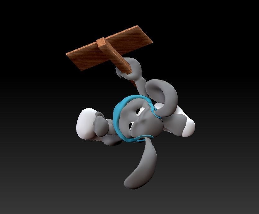 Marching Bunny with the sign Low-poly 3D model_4