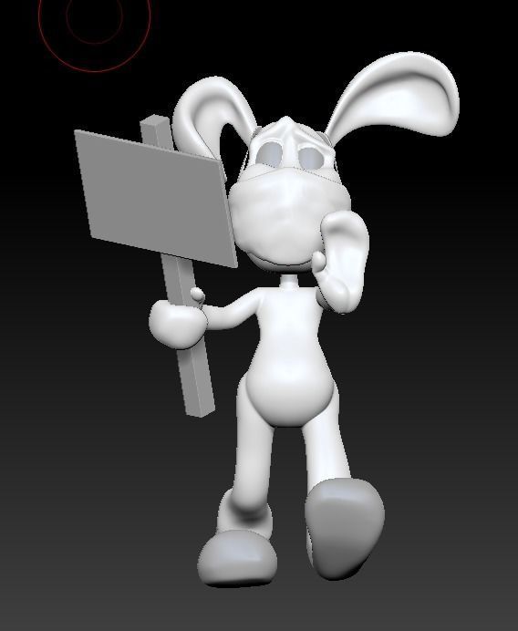 Marching Bunny with the sign Low-poly 3D model_9