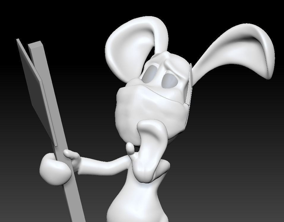 Marching Bunny with the sign Low-poly 3D model_12