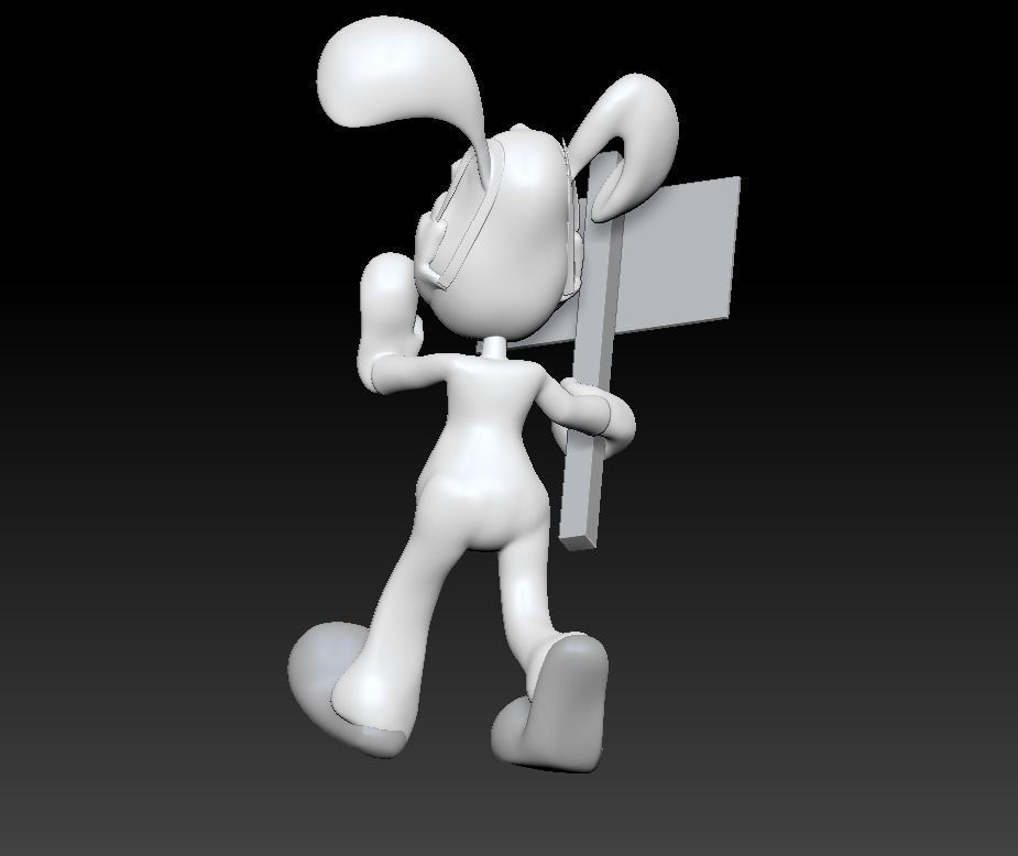 Marching Bunny with the sign Low-poly 3D model_14