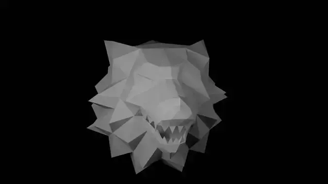 Low-poly Wolf game of thrones head