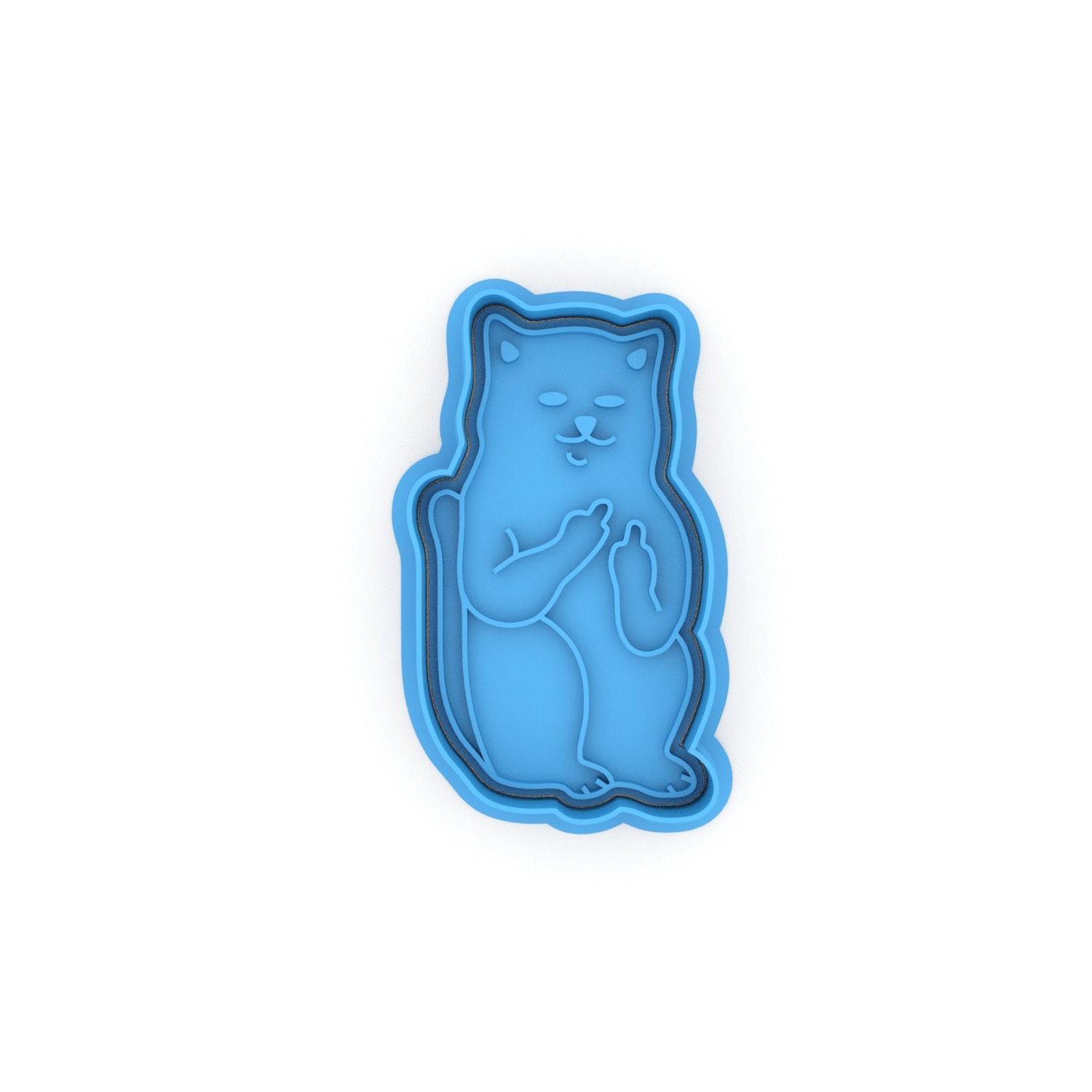 Cat with fingers cookie cutter 3D print model