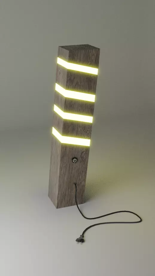 Modern wooden LED lamp 3D model_0