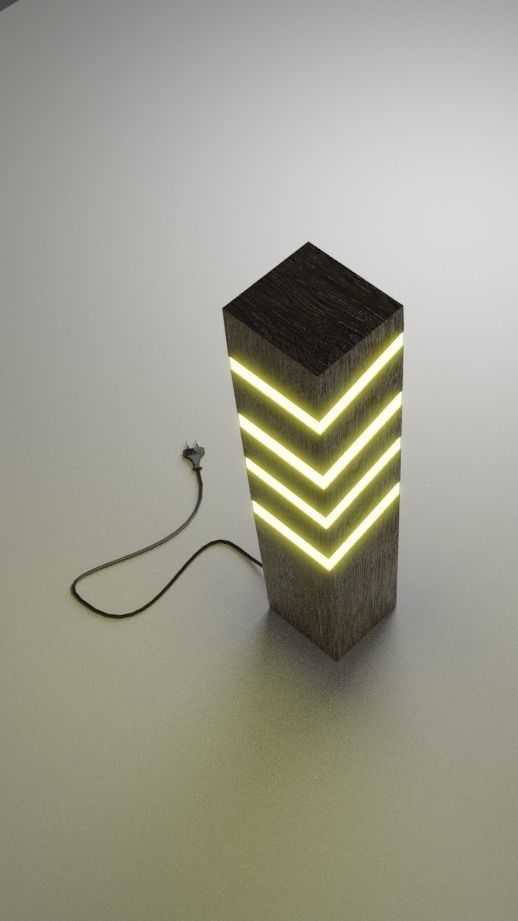 Modern wooden LED lamp 3D model_1