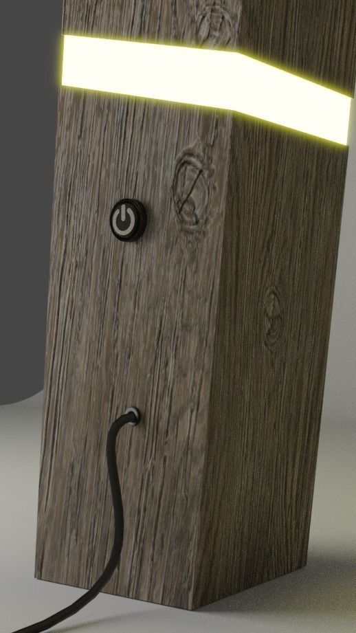 Modern wooden LED lamp 3D model_2