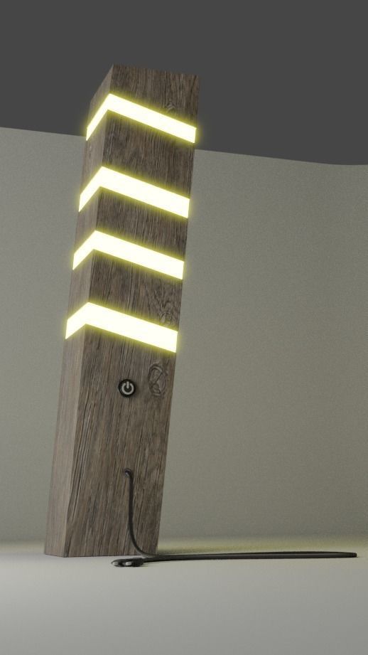 Modern wooden LED lamp 3D model_3