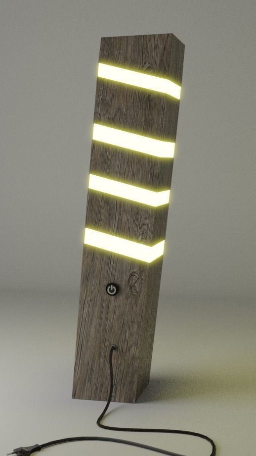 Modern wooden LED lamp 3D model_5