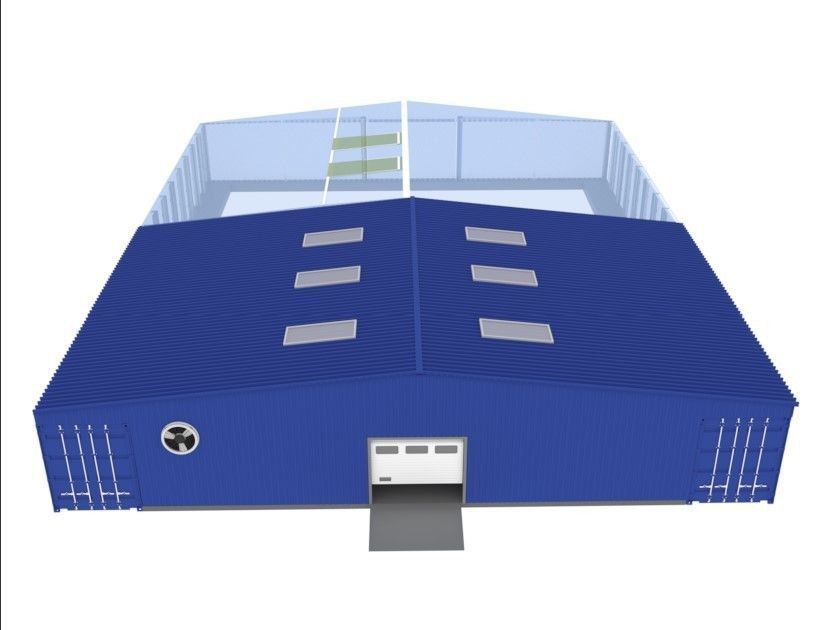 Industrial hangar and greenhouse 3D model_7