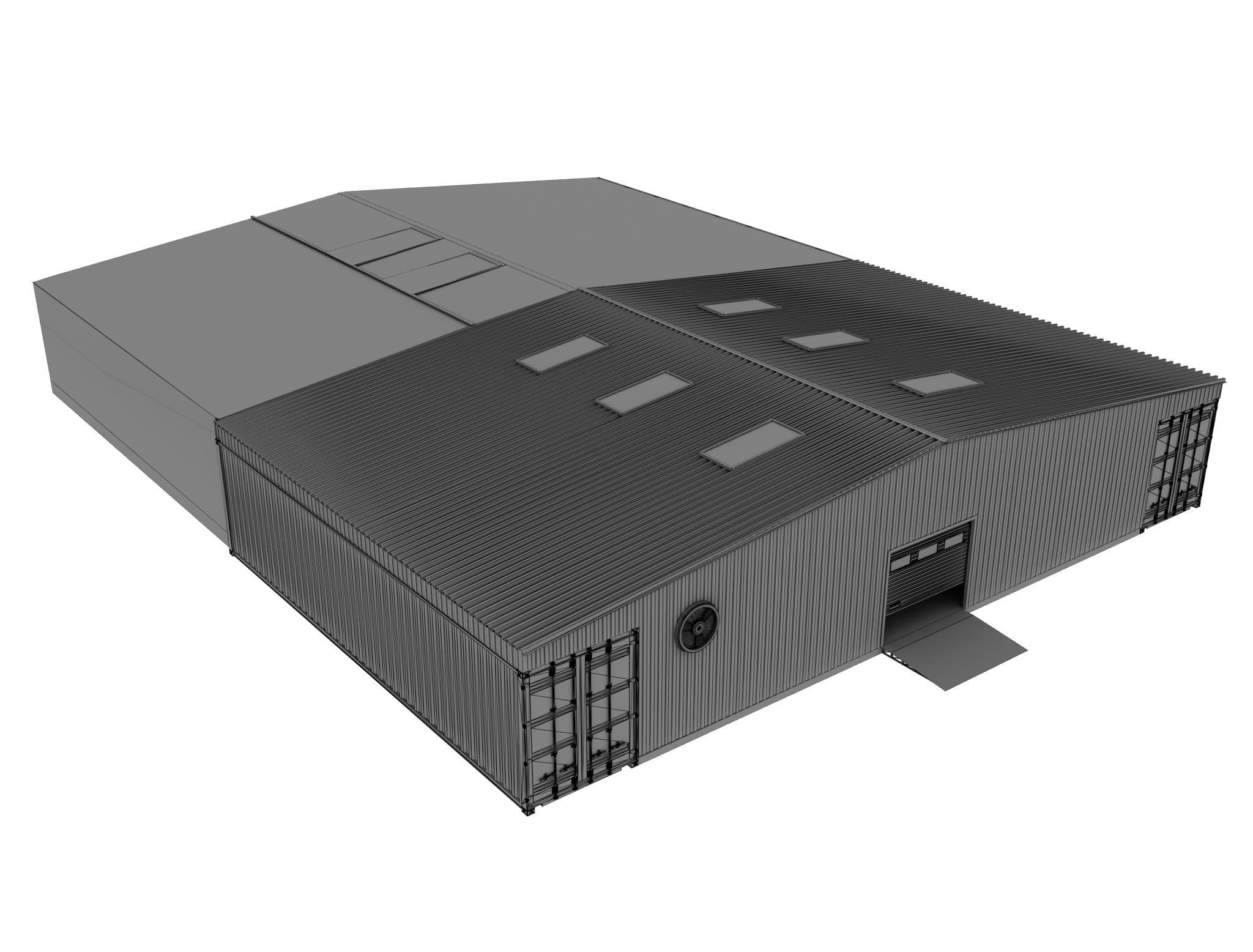 Industrial hangar and greenhouse 3D model_9