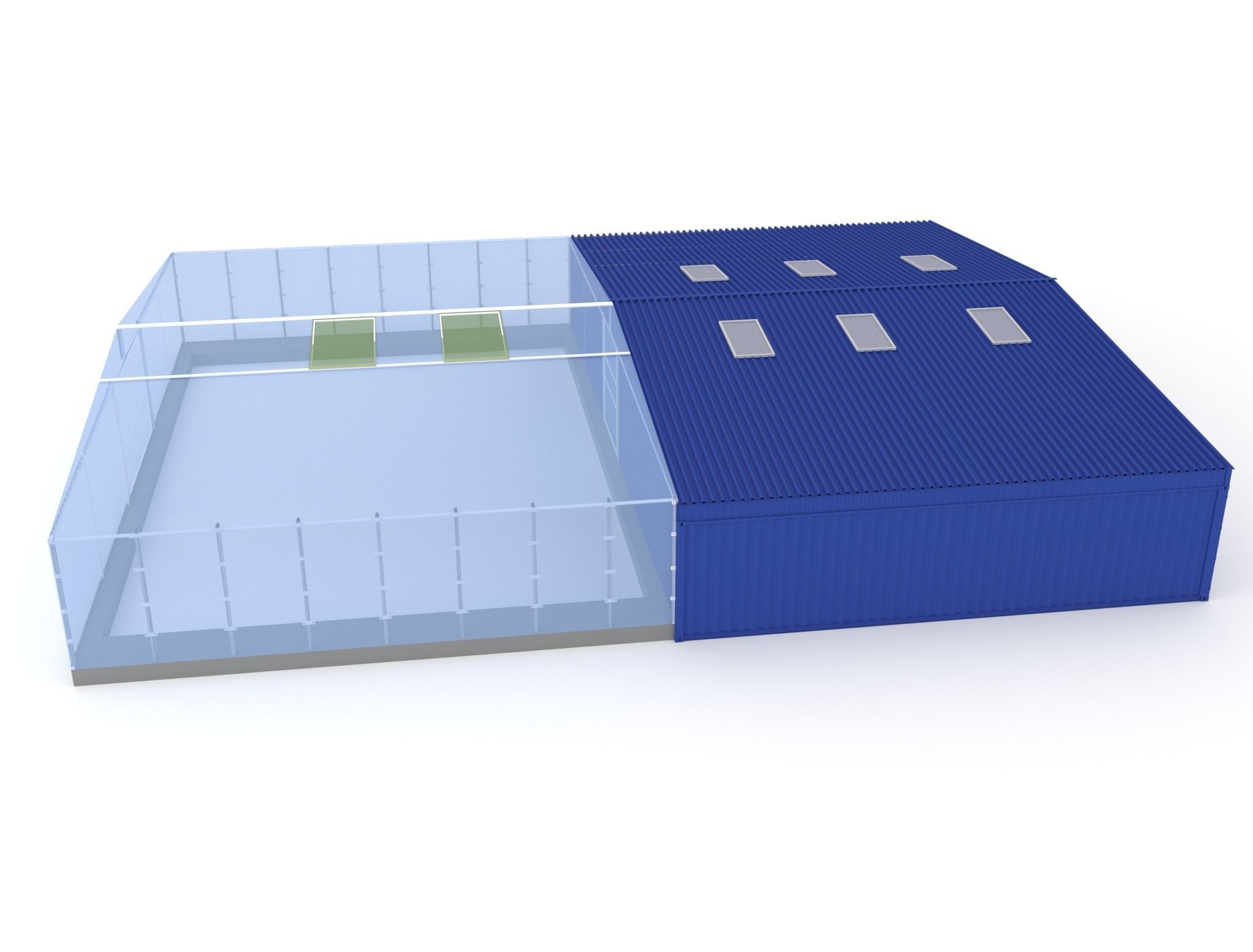 Industrial hangar and greenhouse 3D model_4