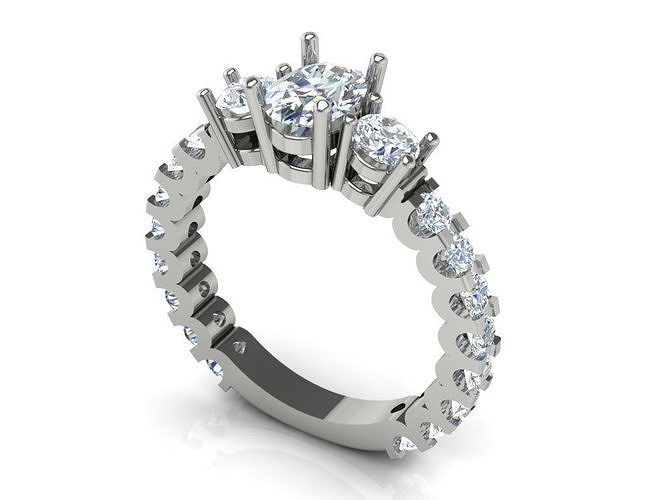 Solitaire Ring with Oval Stone 3D print model