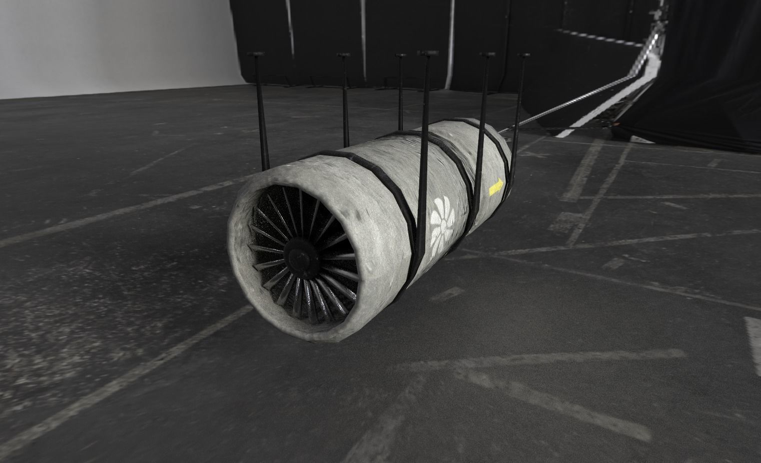 Tunnel Ventilation Fan Model Low-poly 3D model_2