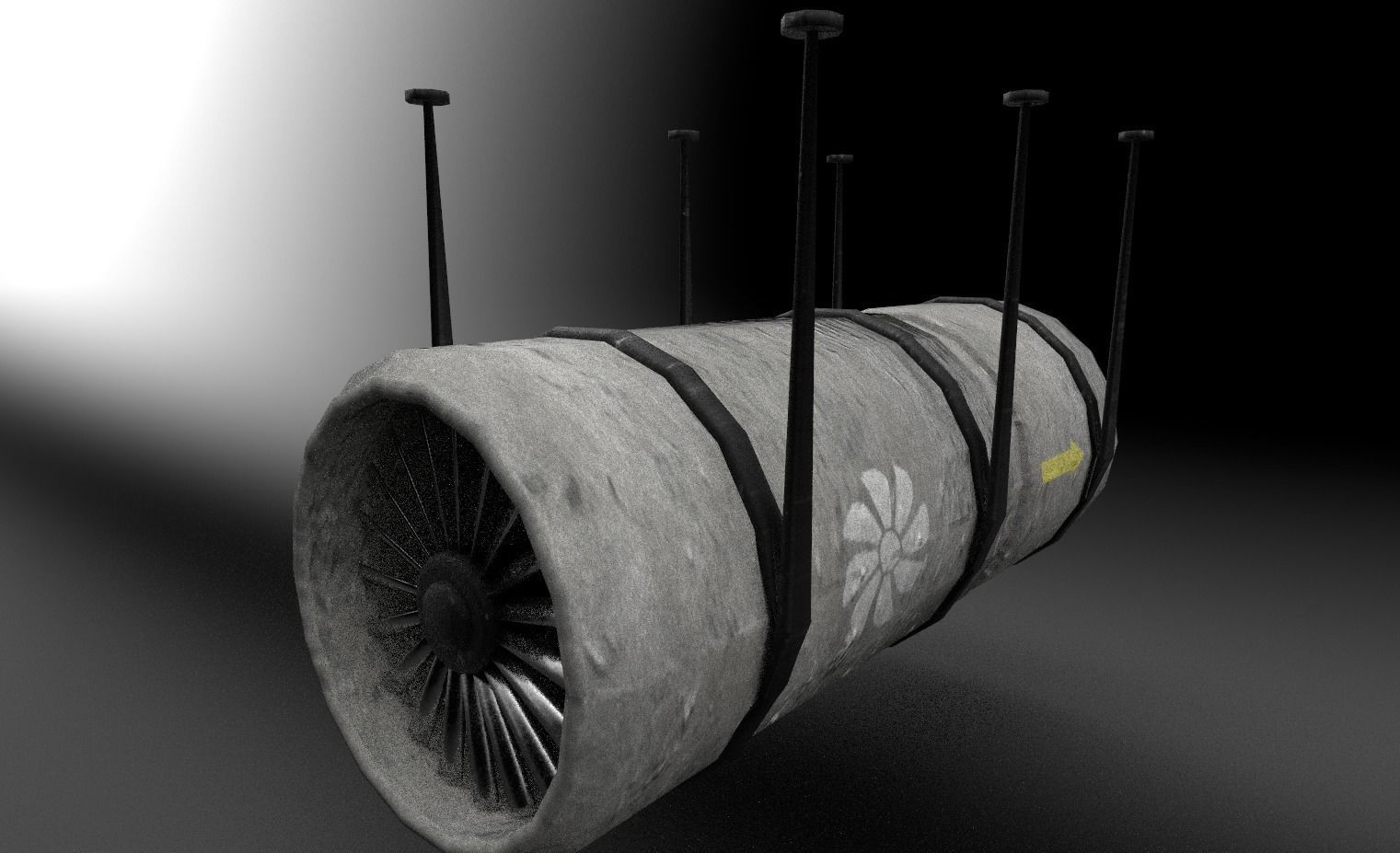 Tunnel Ventilation Fan Model Low-poly 3D model_1