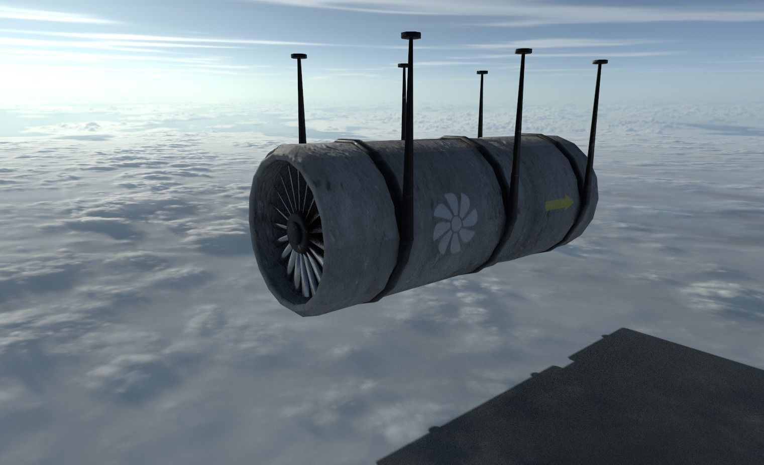 Tunnel Ventilation Fan Model Low-poly 3D model_3
