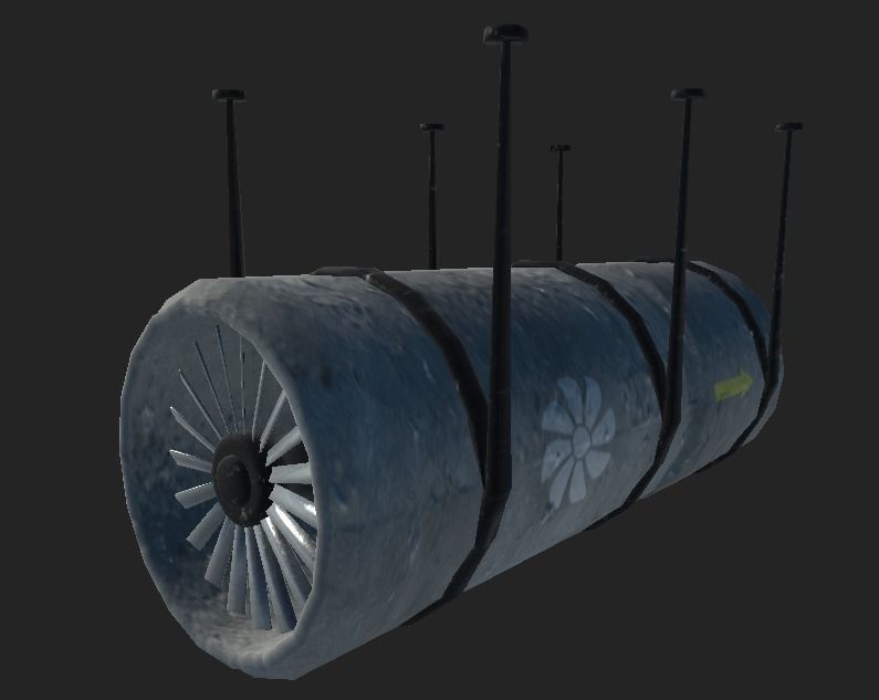 Tunnel Ventilation Fan Model Low-poly 3D model_5