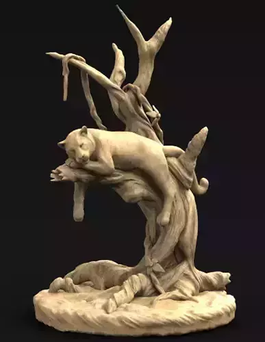 Leopard in the tree 3D Model