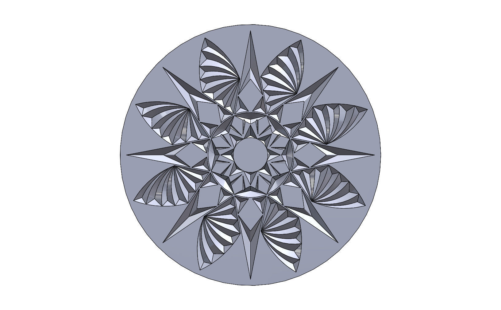 Round floral wood or plaster ornament 3D print model_1