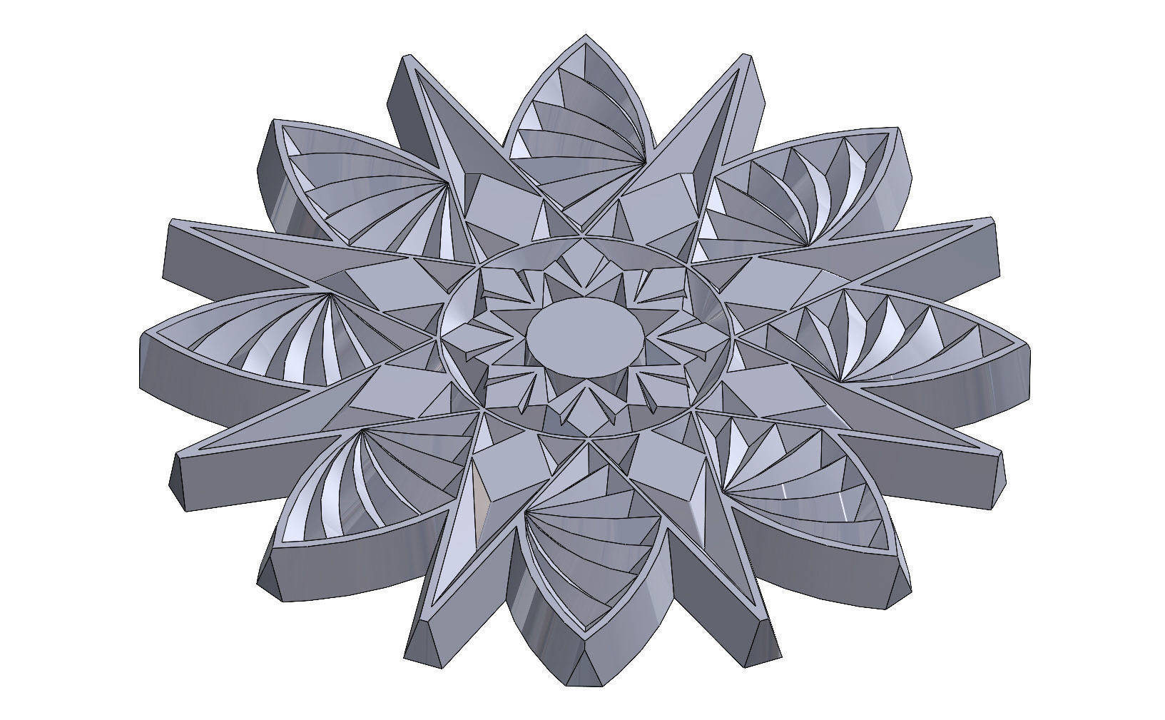 Round floral wood or plaster ornament 3D print model_5