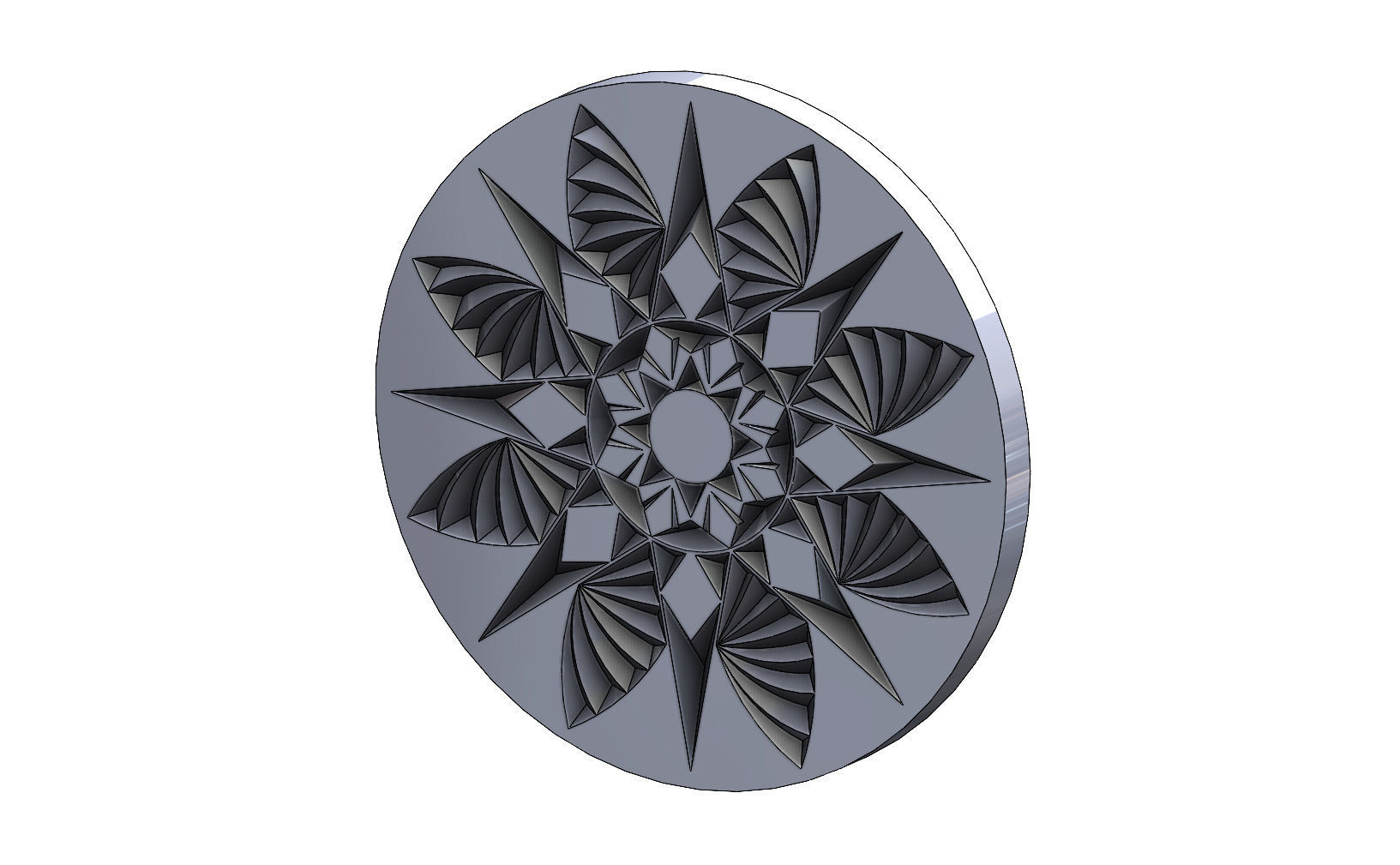 Round floral wood or plaster ornament 3D print model_7