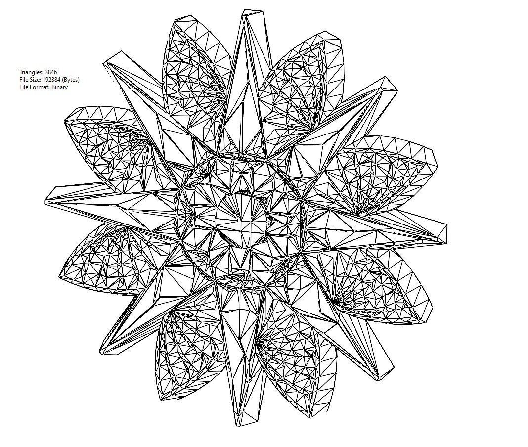 Round floral wood or plaster ornament 3D print model_14