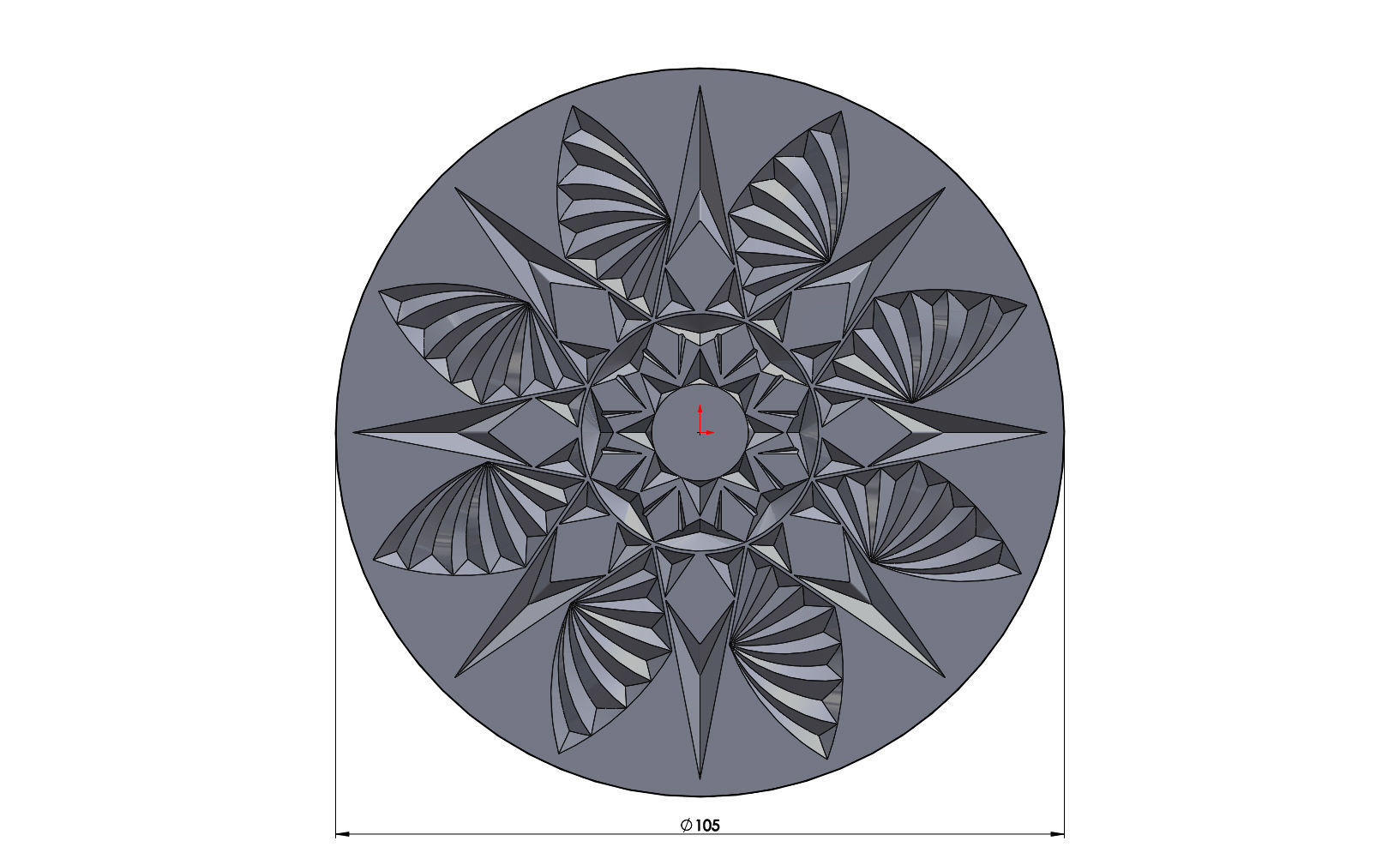 Round floral wood or plaster ornament 3D print model_3