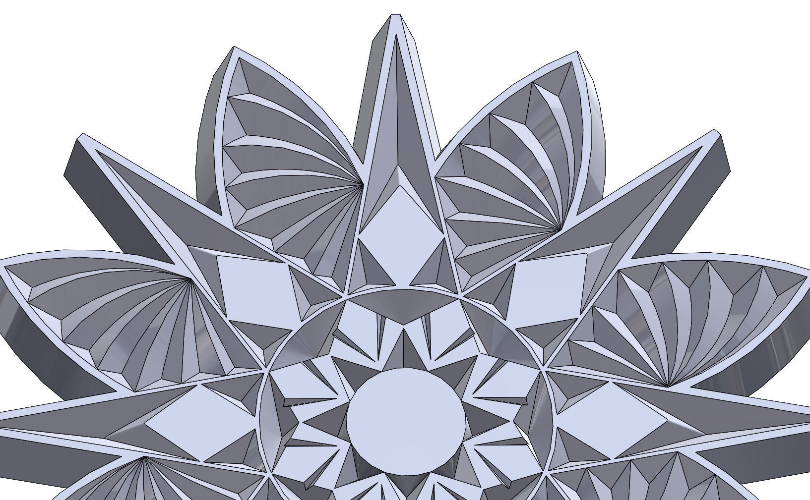 Round floral wood or plaster ornament 3D print model_4