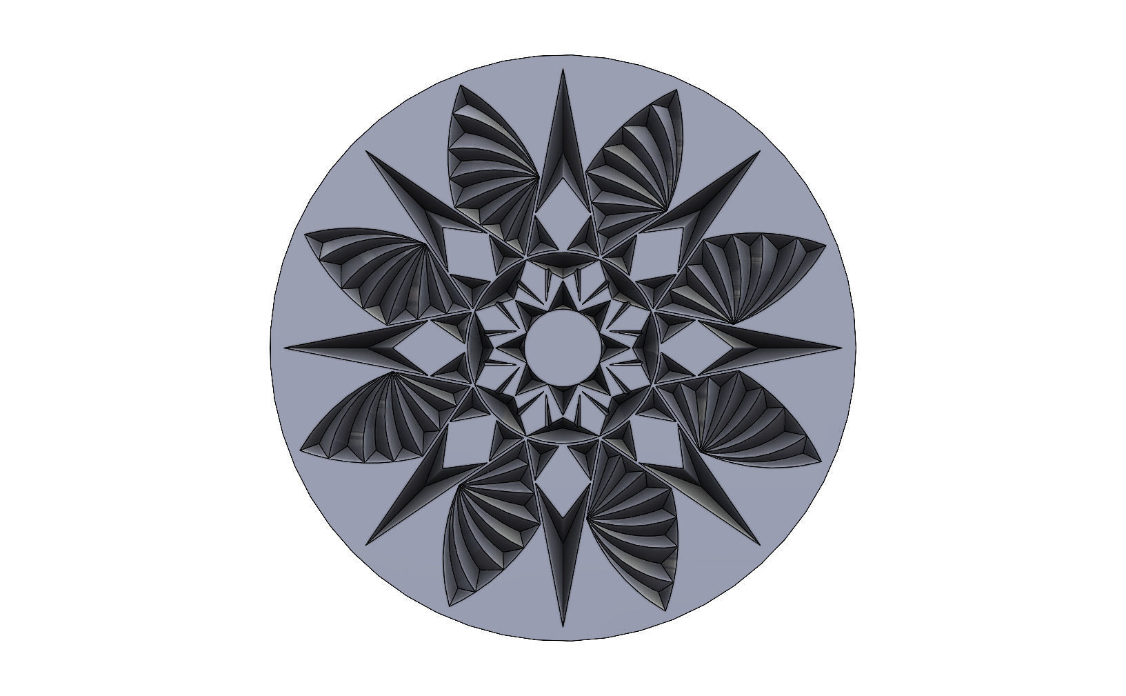 Round floral wood or plaster ornament 3D print model_6