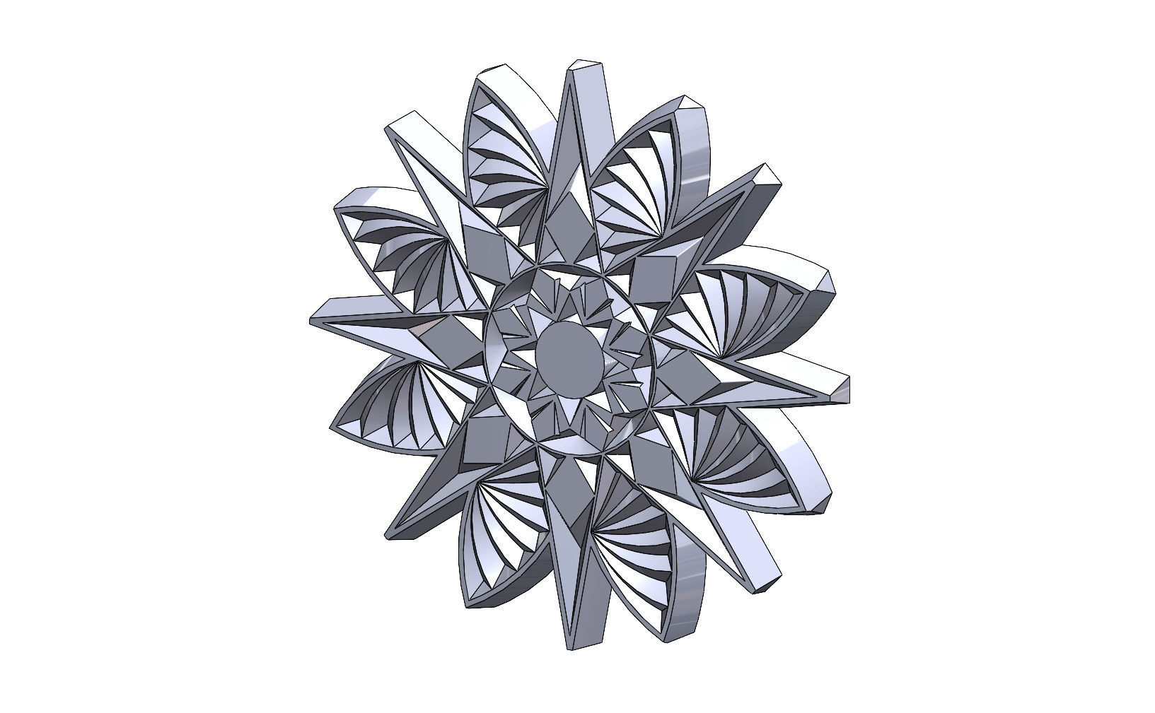 Round floral wood or plaster ornament 3D print model_2