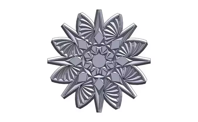 Round floral wood or plaster ornament 3D print model