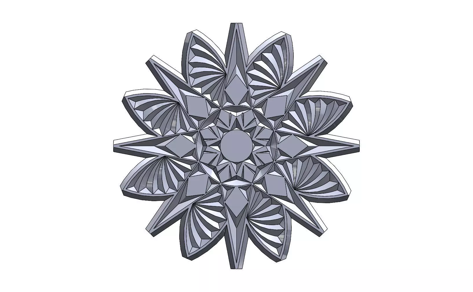 Round floral wood or plaster ornament 3D print model_0
