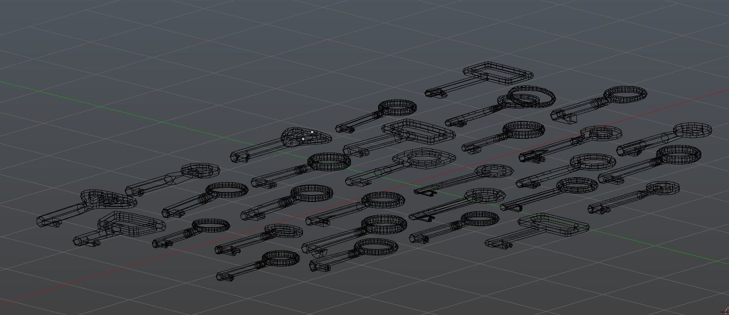 Low Poly Key collection with 30 keys Low-poly 3D model_1