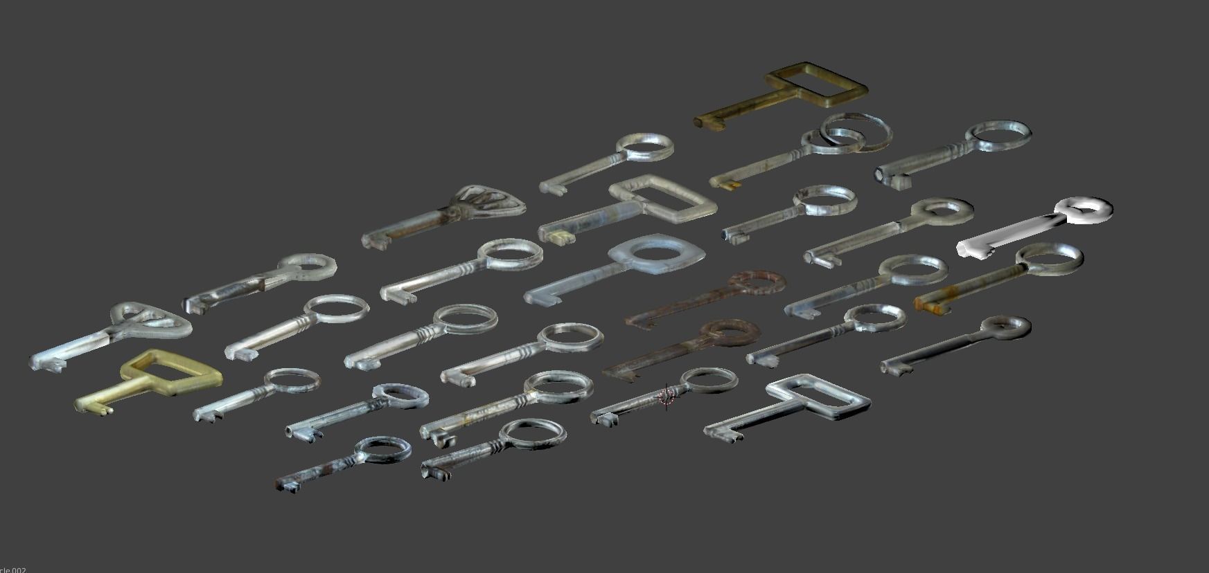 Low Poly Key collection with 30 keys Low-poly 3D model_2