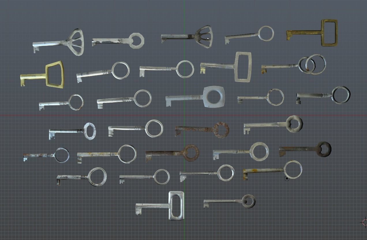 Low Poly Key collection with 30 keys Low-poly 3D model_4