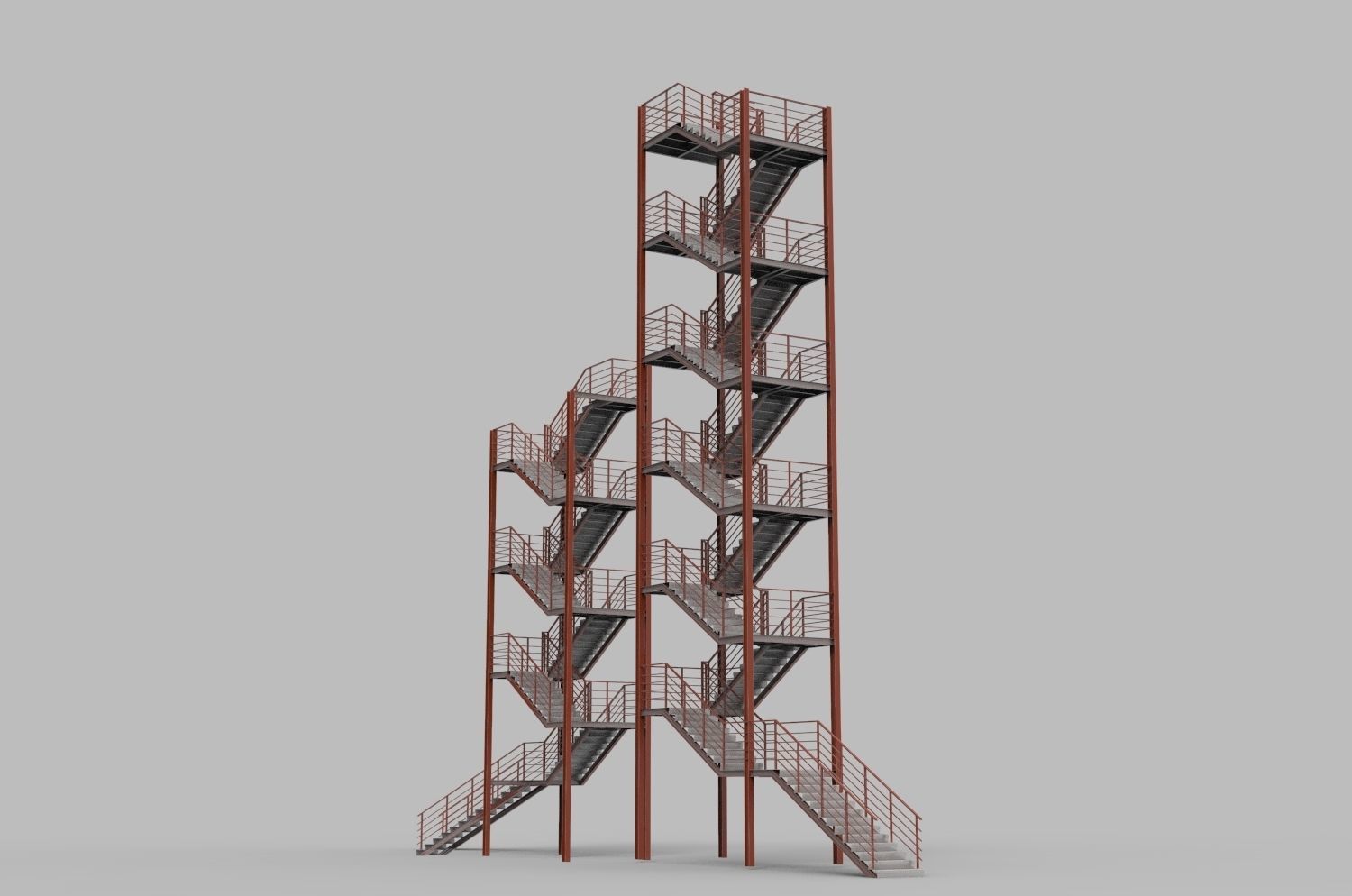 Metal stairs 3D model_3