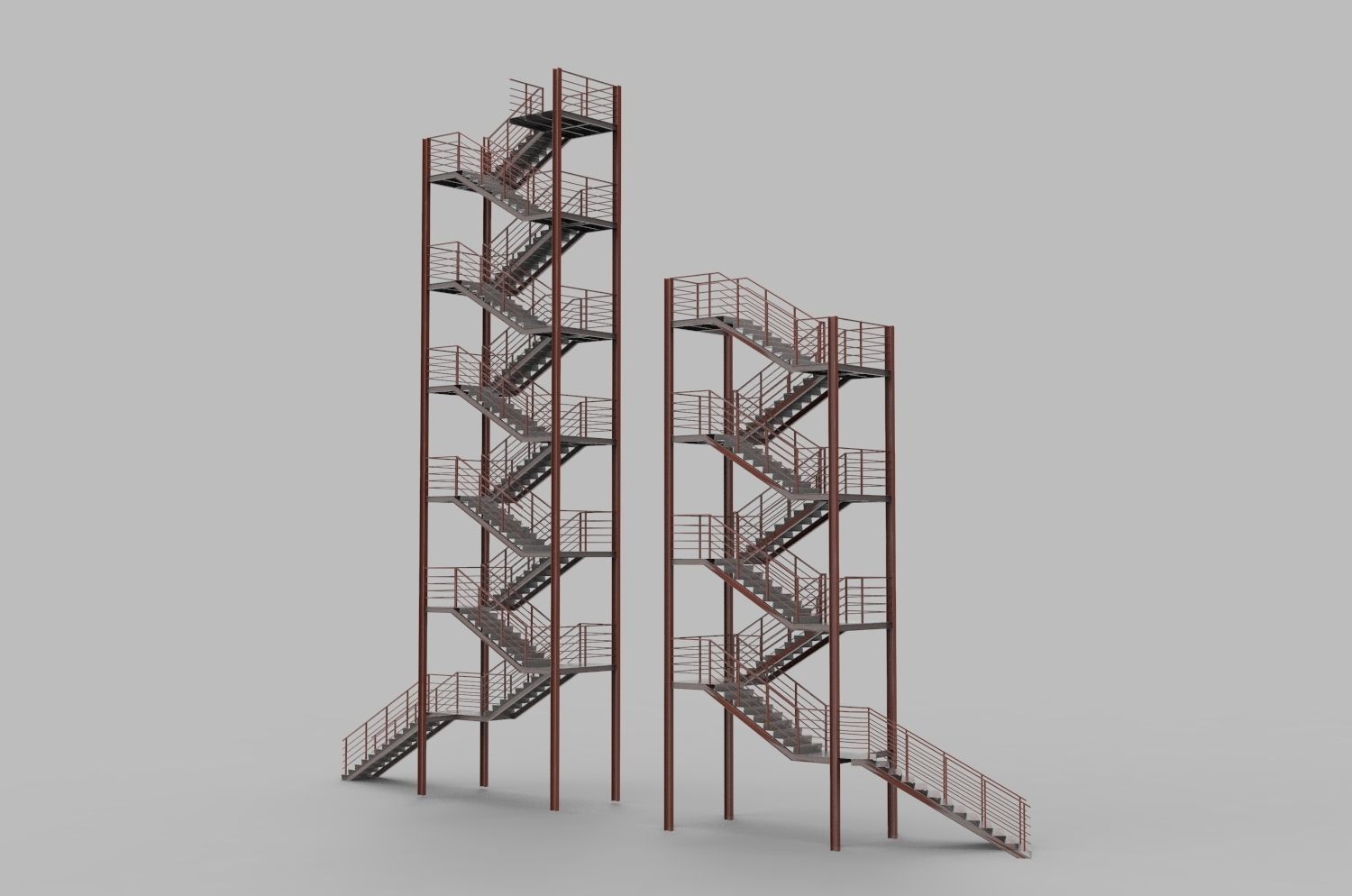 Metal stairs 3D model_4
