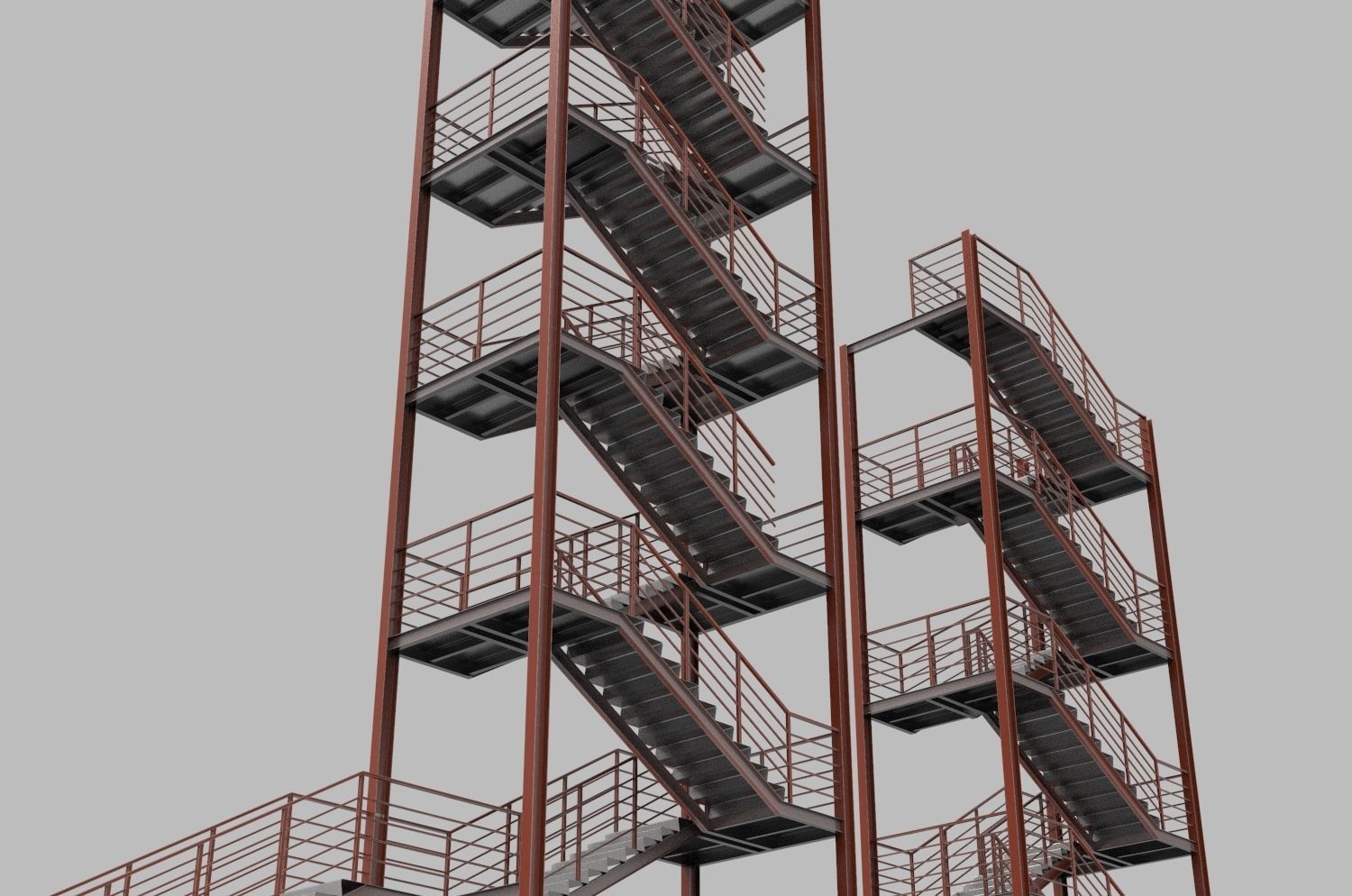 Metal stairs 3D model_2