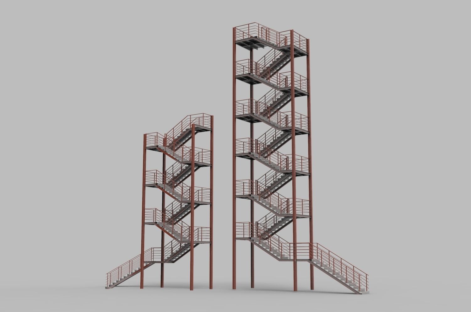 Metal stairs 3D model_1