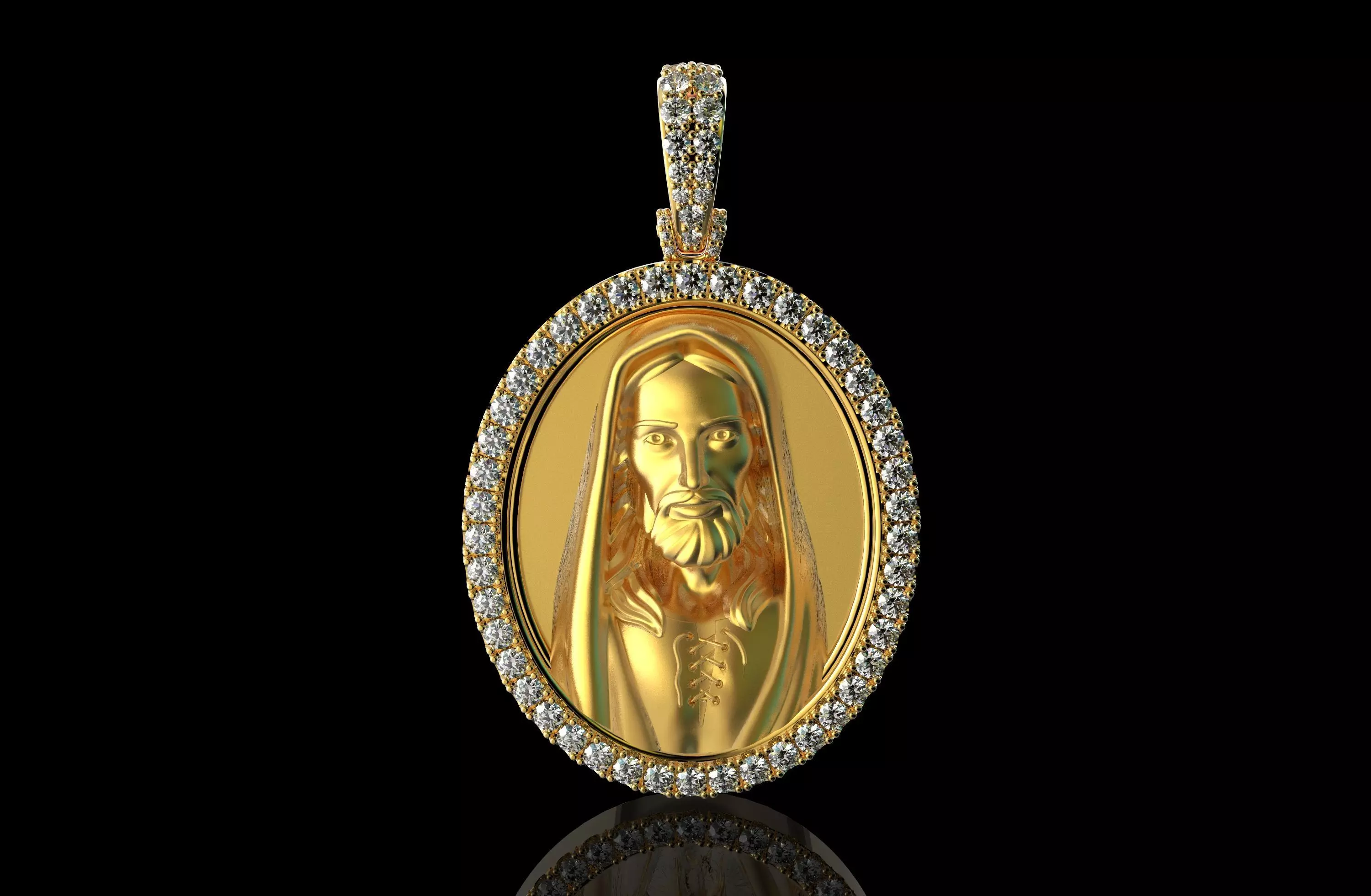 JESUS With Diamonds Pendant 3D print model