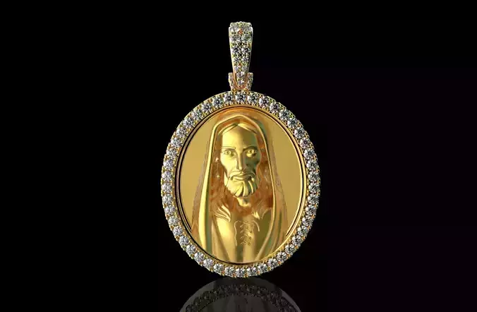 JESUS With Diamonds Pendant 3D print model